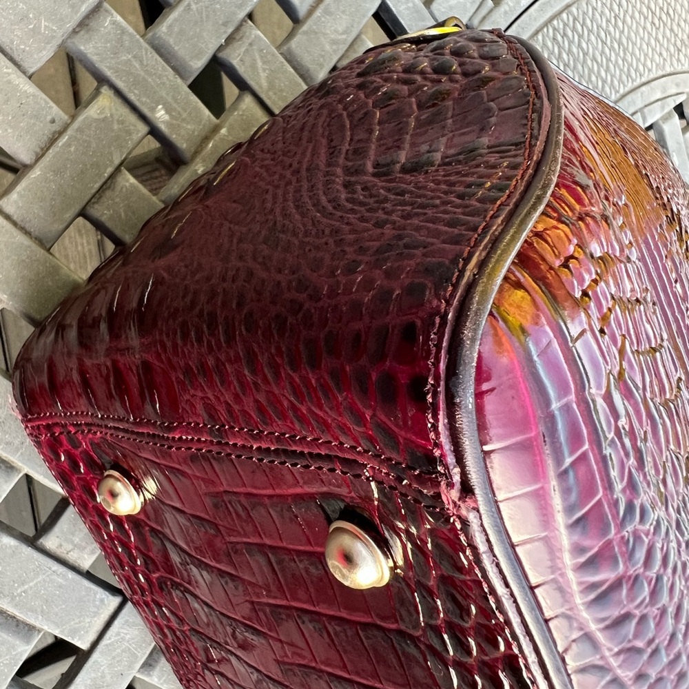 Brahmin Hudson Wine Granada Leopard Satchel - Picture 13 of 16